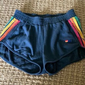 Adorable rainbow aviator nation shorts.